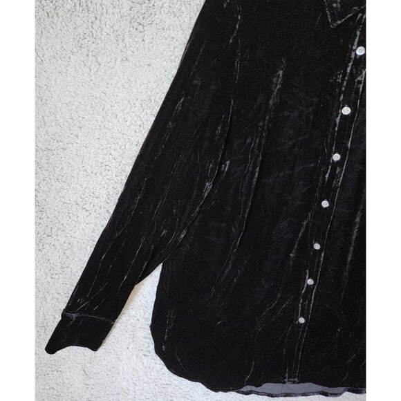 Talbots Women's Long Sleeve Button Up Top Black Velvet Witchy Whimsigoth Size S - Picture 4 of 11